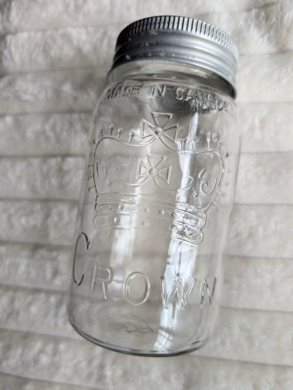 1954 Dominion Glass Crown Mason Jar, Made In Canada